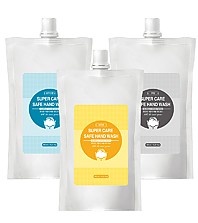 슈퍼케어 세이프 향균 핸드워시 리필 3종 레몬향+파우더향+무향 450ml 1set